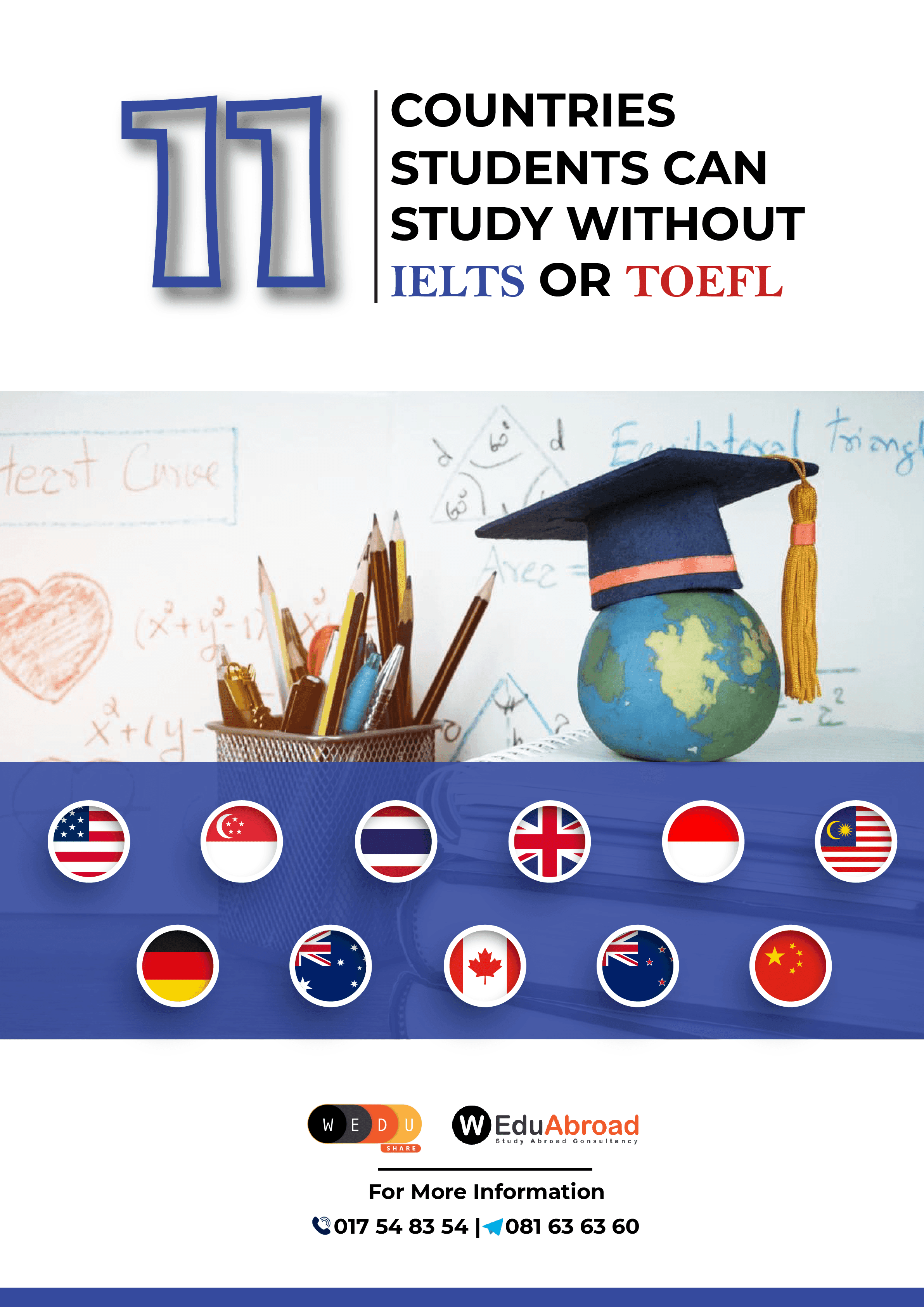 E-Book: 11 Countries Students can study without IELTs/TOEFL