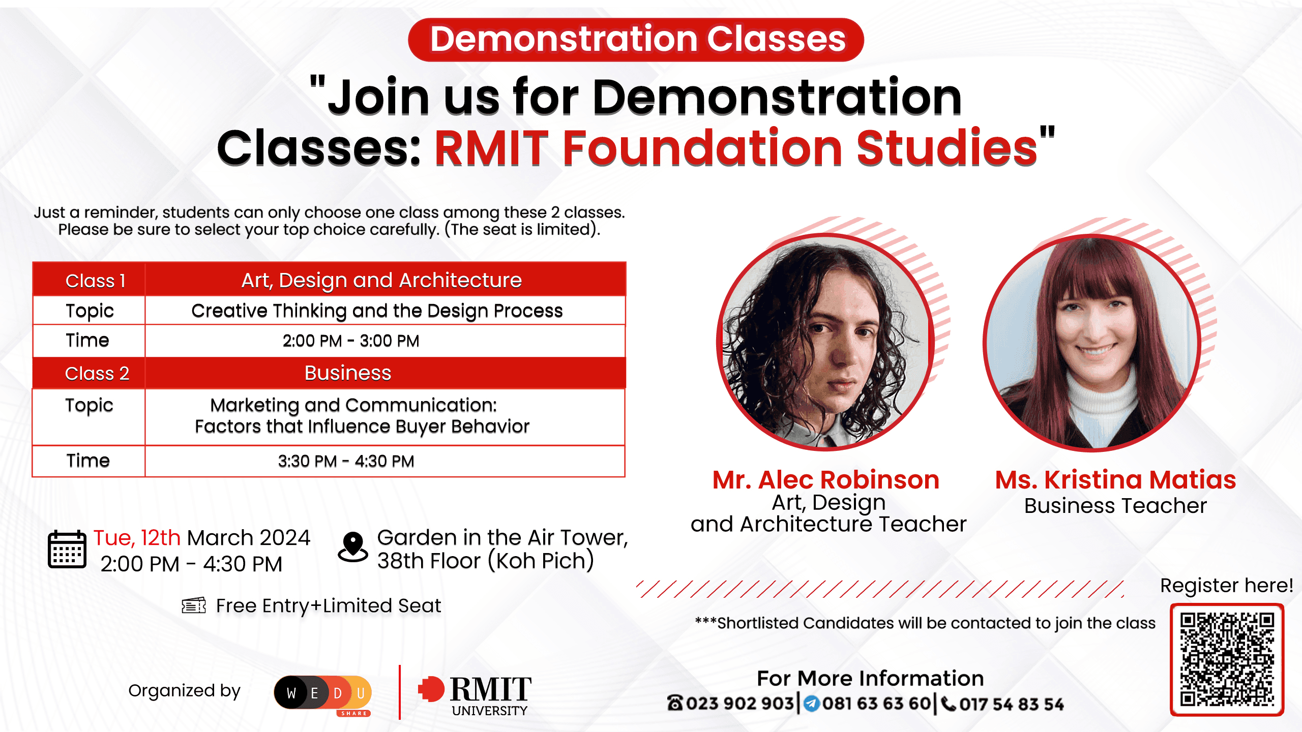 Join us for Demonstration Classes: RMIT Foundation Studies